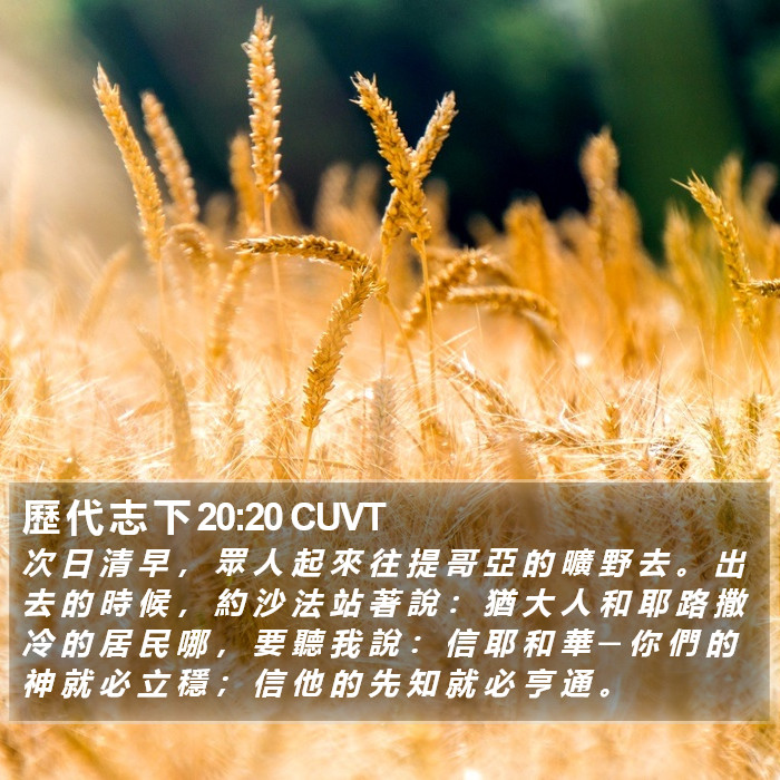 歷 代 志 下 20:20 CUVT Bible Study