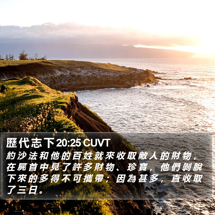 歷 代 志 下 20:25 CUVT Bible Study