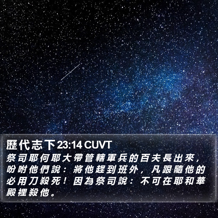 歷 代 志 下 23:14 CUVT Bible Study
