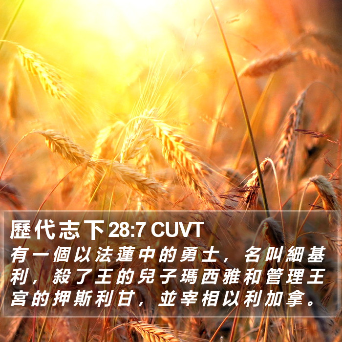 歷 代 志 下 28:7 CUVT Bible Study
