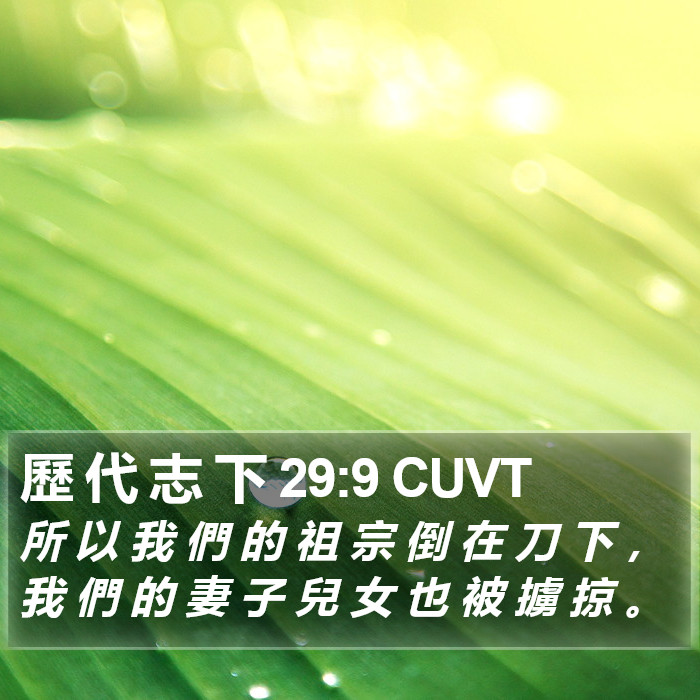歷 代 志 下 29:9 CUVT Bible Study