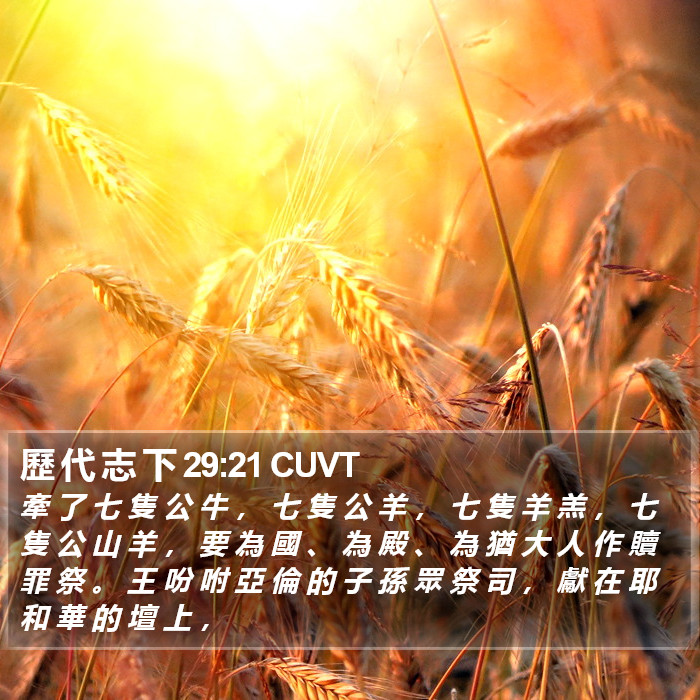 歷 代 志 下 29:21 CUVT Bible Study