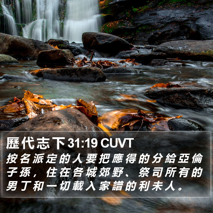 歷 代 志 下 31:19 CUVT Bible Study