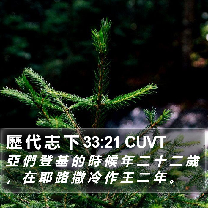 歷 代 志 下 33:21 CUVT Bible Study