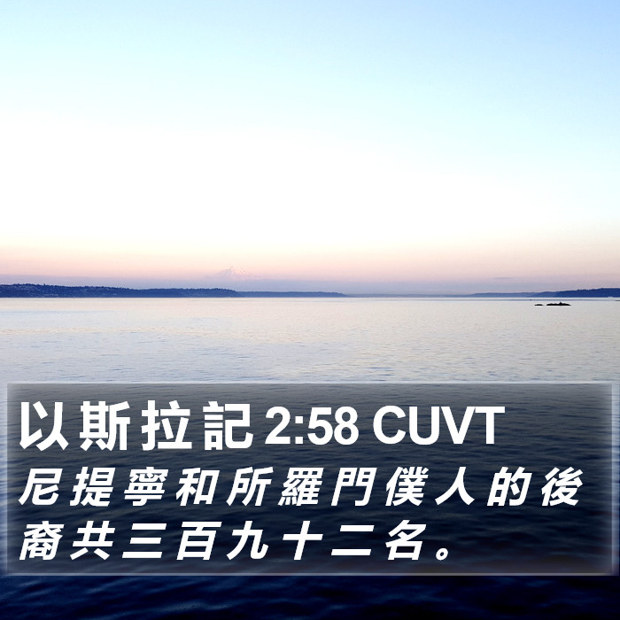 以 斯 拉 記 2:58 CUVT Bible Study