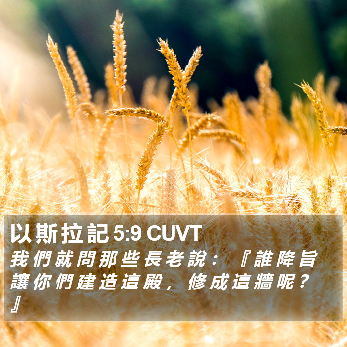 以 斯 拉 記 5:9 CUVT Bible Study