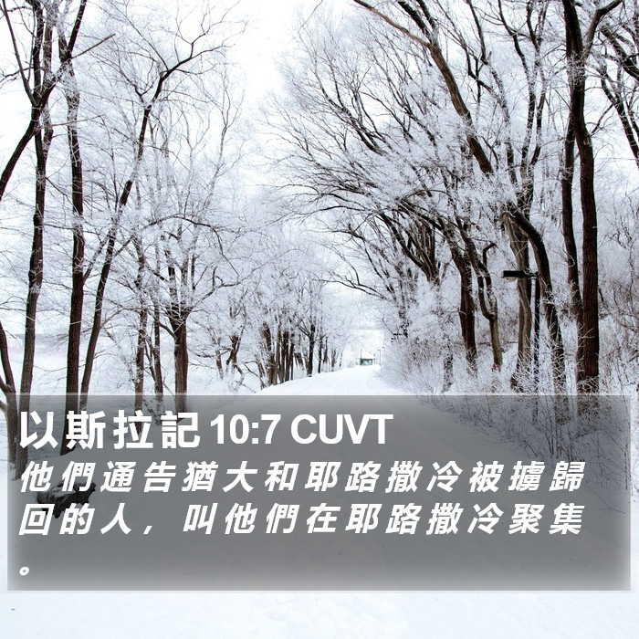 以 斯 拉 記 10:7 CUVT Bible Study