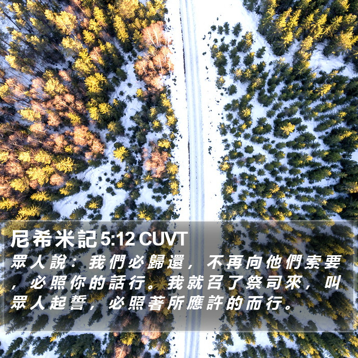 尼 希 米 記 5:12 CUVT Bible Study