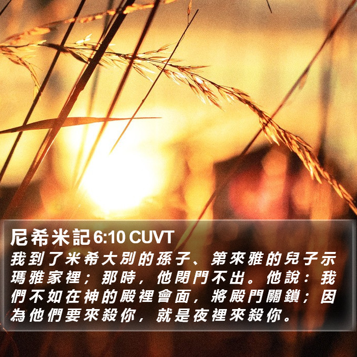 尼 希 米 記 6:10 CUVT Bible Study