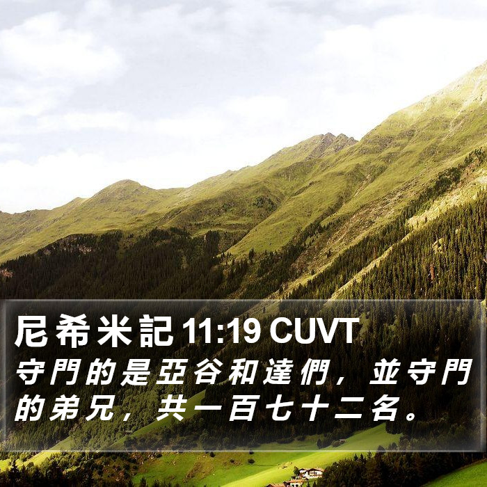 尼 希 米 記 11:19 CUVT Bible Study