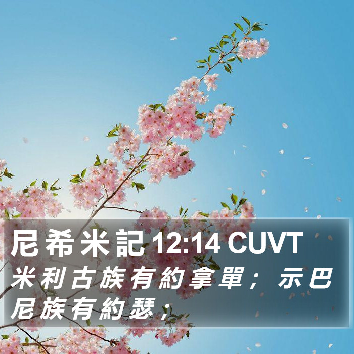 尼 希 米 記 12:14 CUVT Bible Study