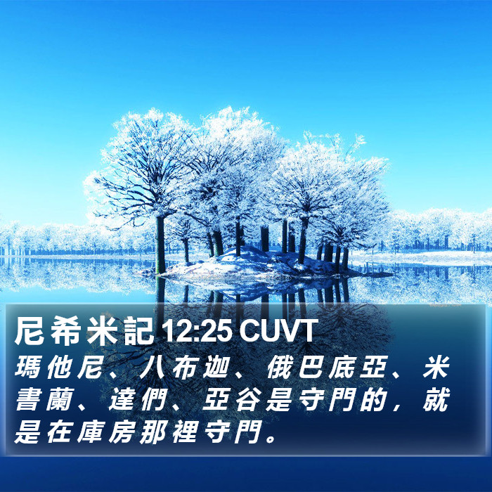 尼 希 米 記 12:25 CUVT Bible Study