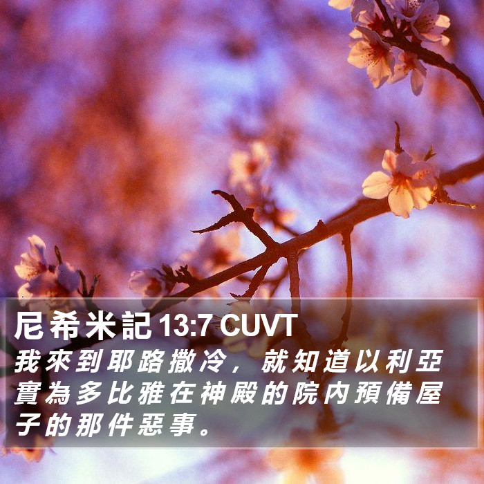 尼 希 米 記 13:7 CUVT Bible Study