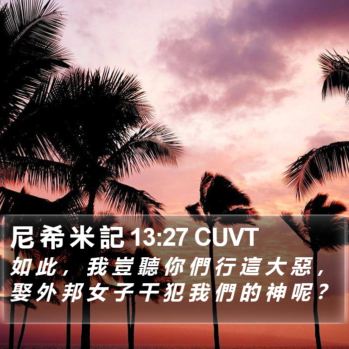 尼 希 米 記 13:27 CUVT Bible Study