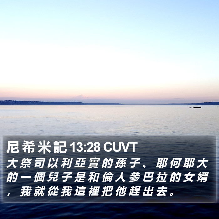 尼 希 米 記 13:28 CUVT Bible Study