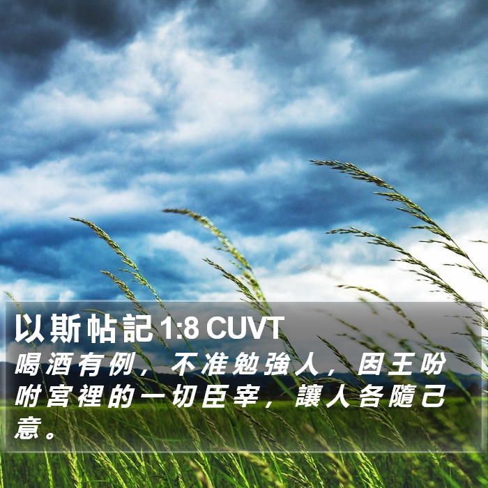 以 斯 帖 記 1:8 CUVT Bible Study