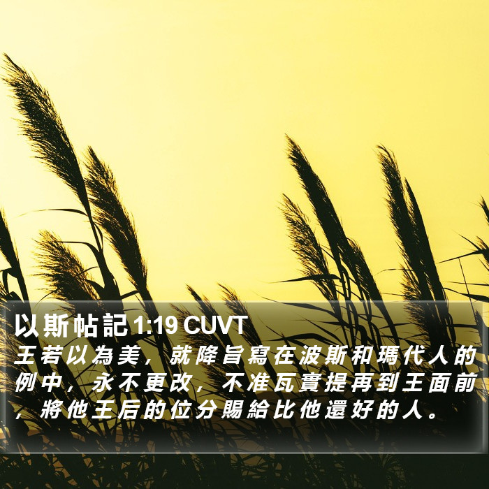 以 斯 帖 記 1:19 CUVT Bible Study