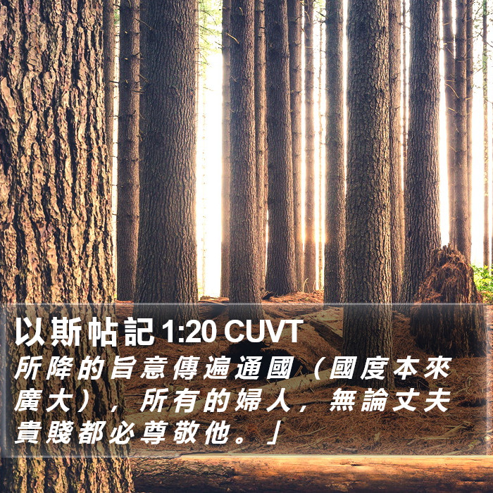 以 斯 帖 記 1:20 CUVT Bible Study