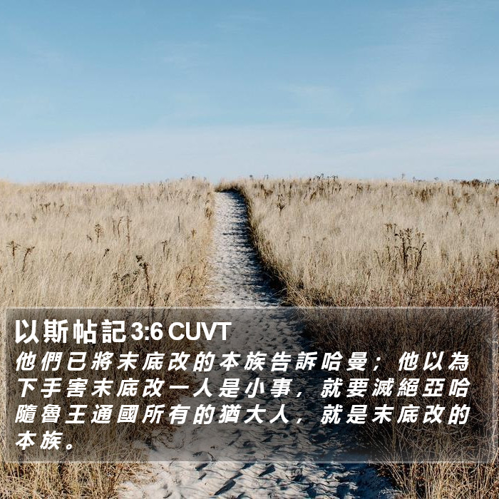 以 斯 帖 記 3:6 CUVT Bible Study