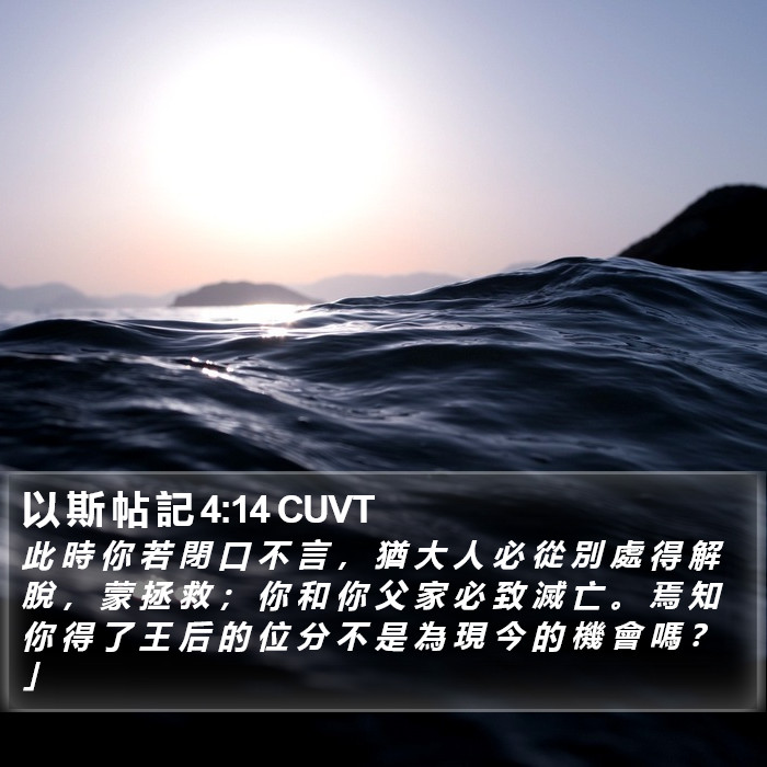 以 斯 帖 記 4:14 CUVT Bible Study