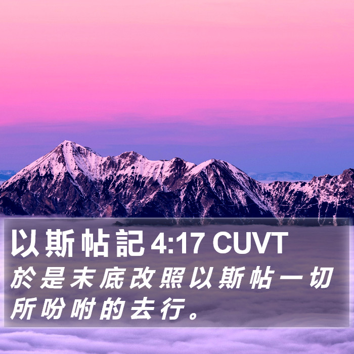 以 斯 帖 記 4:17 CUVT Bible Study