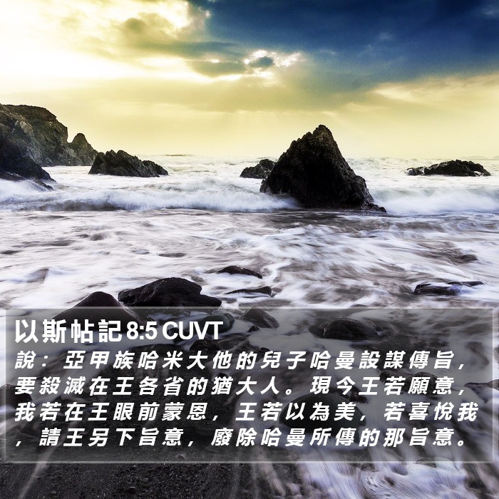 以 斯 帖 記 8:5 CUVT Bible Study