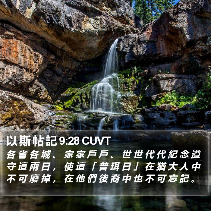 以 斯 帖 記 9:28 CUVT Bible Study