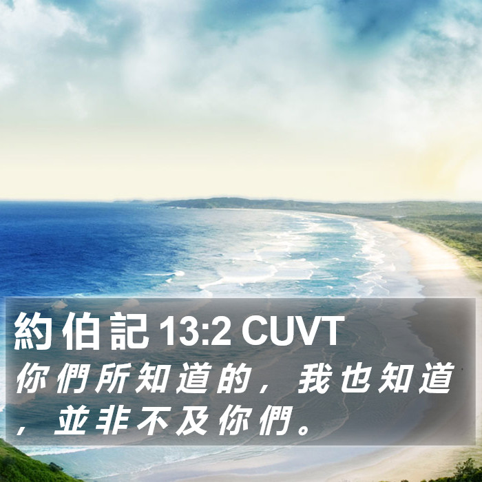 約 伯 記 13:2 CUVT Bible Study