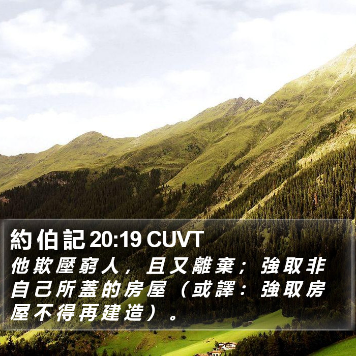 約 伯 記 20:19 CUVT Bible Study