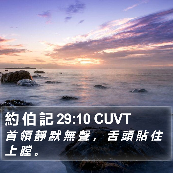 約 伯 記 29:10 CUVT Bible Study