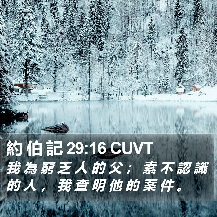 約 伯 記 29:16 CUVT Bible Study