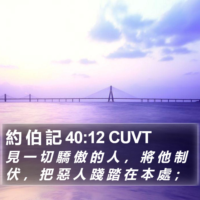約 伯 記 40:12 CUVT Bible Study