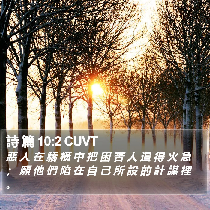 詩 篇 10:2 CUVT Bible Study