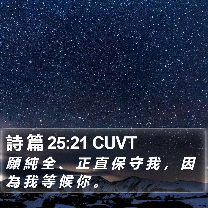 詩 篇 25:21 CUVT Bible Study