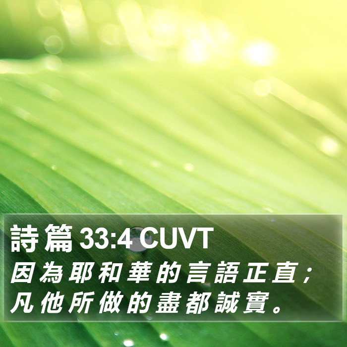 詩 篇 33:4 CUVT Bible Study