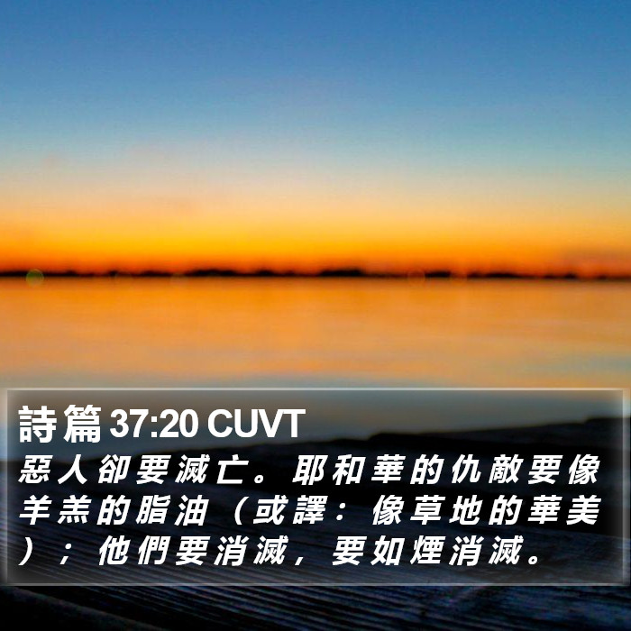 詩 篇 37:20 CUVT Bible Study