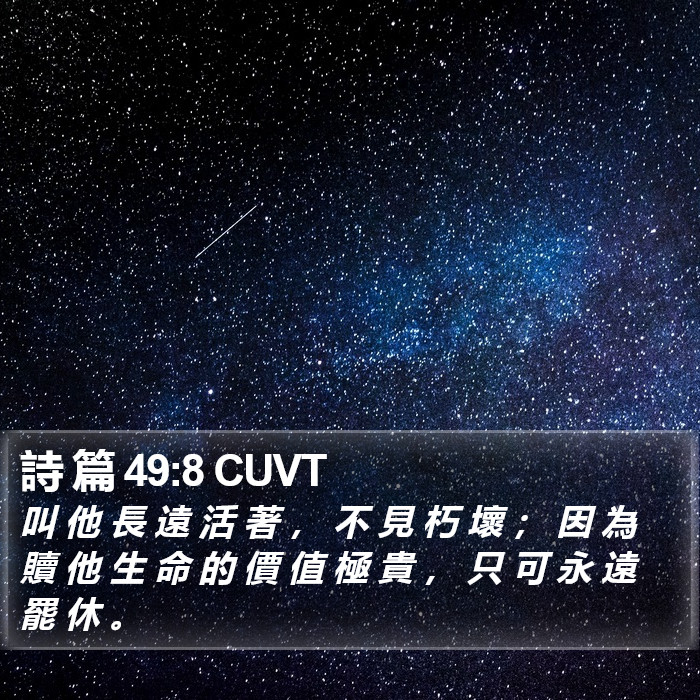 詩 篇 49:8 CUVT Bible Study