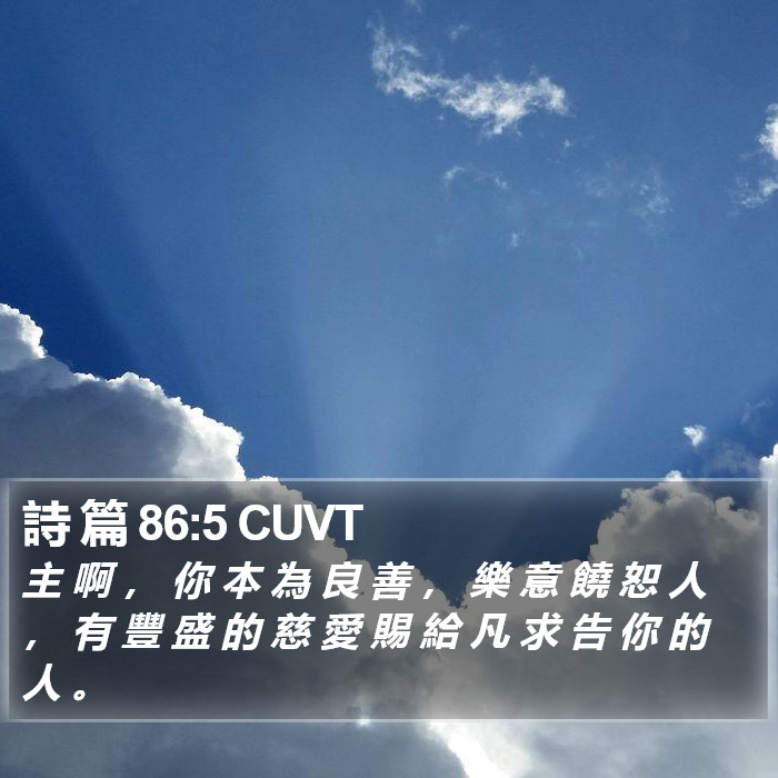 詩 篇 86:5 CUVT Bible Study