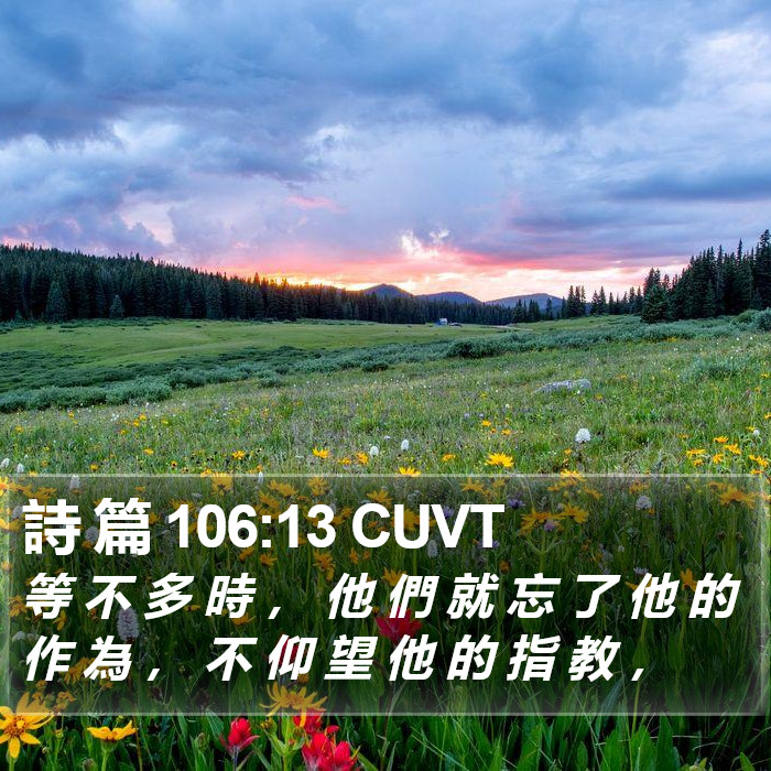 詩 篇 106:13 CUVT Bible Study