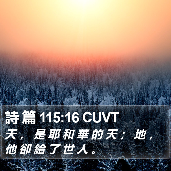 詩 篇 115:16 CUVT Bible Study