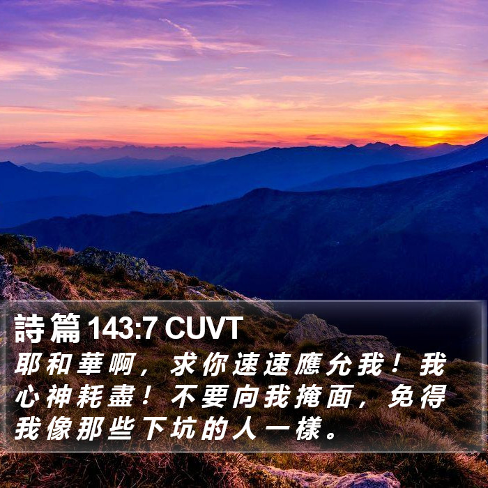 詩 篇 143:7 CUVT Bible Study