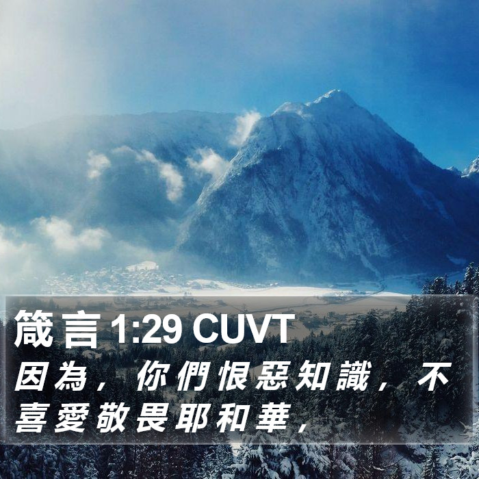 箴 言 1:29 CUVT Bible Study