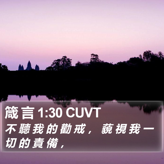 箴 言 1:30 CUVT Bible Study