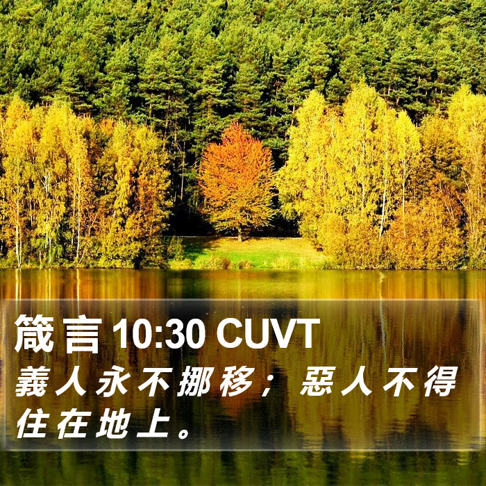 箴 言 10:30 CUVT Bible Study