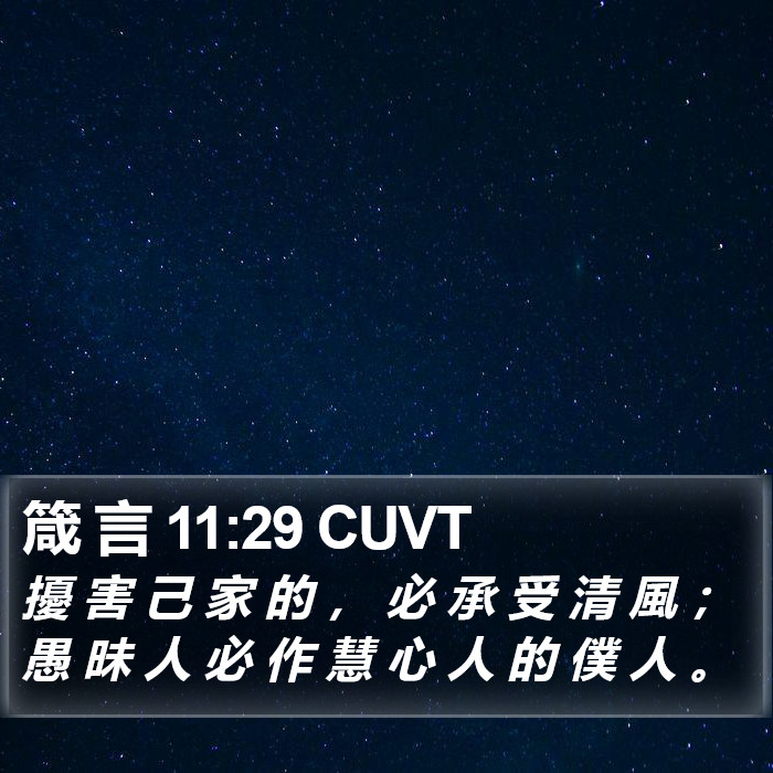 箴 言 11:29 CUVT Bible Study