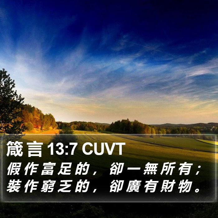 箴 言 13:7 CUVT Bible Study