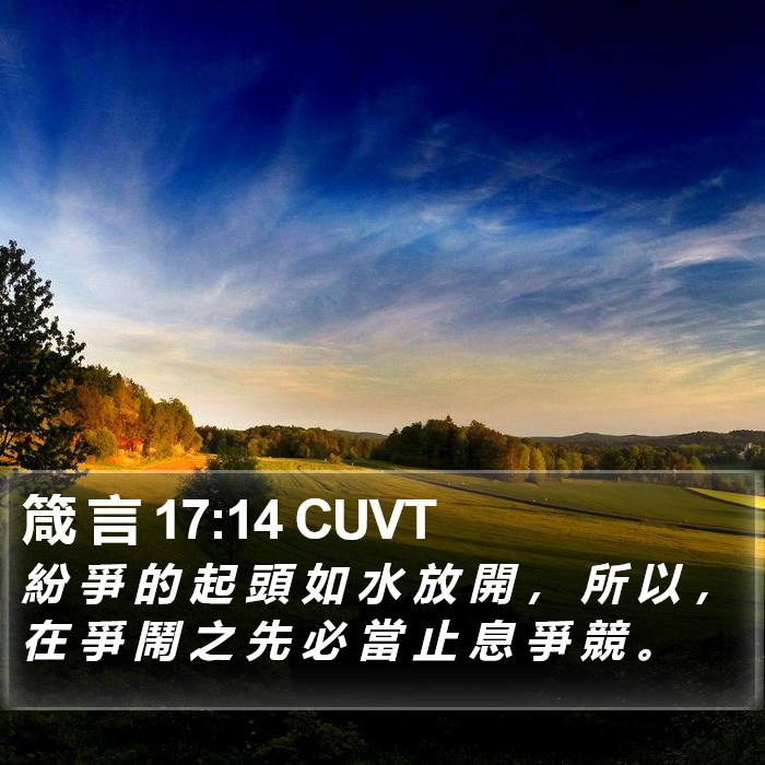 箴 言 17:14 CUVT Bible Study