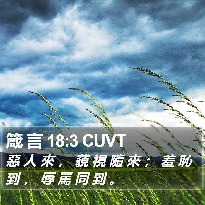 箴 言 18:3 CUVT Bible Study