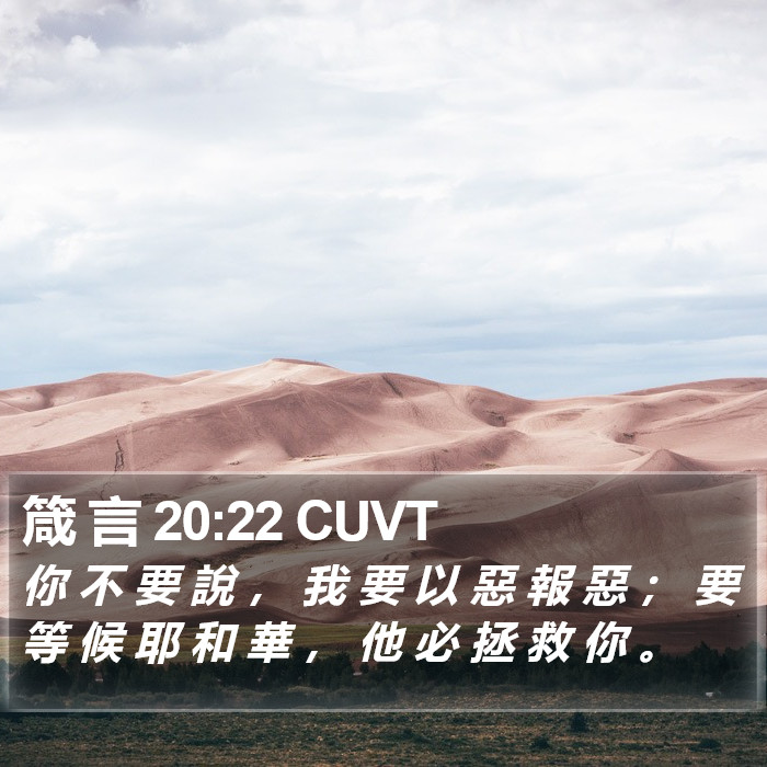 箴 言 20:22 CUVT Bible Study