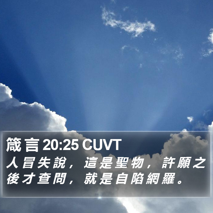 箴 言 20:25 CUVT Bible Study